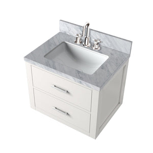 English Elm White Compact Bath Vanity Set With Acrylic Top & Chrome Faucet - Perfect For Small Spaces! B2731P257913-GIGA