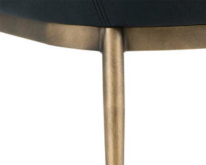 Sunpan Franklin Dining Armchair - Elegant Barrel Back Design with Antique Brass Frame for Modern Spaces Vintage Black