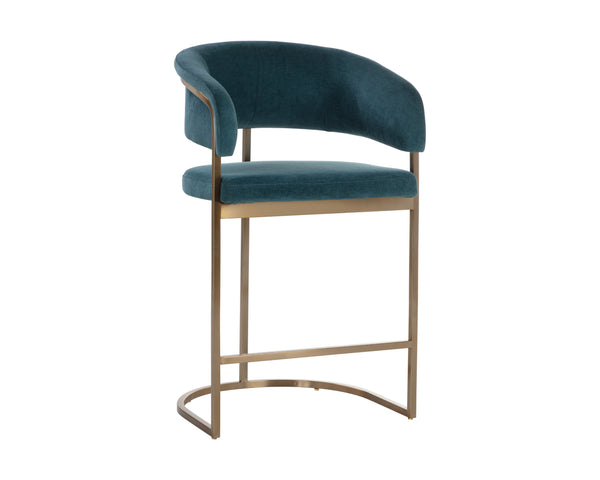 Sunpan Marris Barstool: Modern Elegance Meets Timeless Design in Luxurious Faux Leather and Steel Finish Gold / Danny Teal