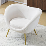 Christopher Knight Home® - Noble House - - Modern Accent Chair For Living Room, Lounge Chair For Bedroom With Gold Metal Legs, Vanity Chair For Makeup Room, Teddy Velvet, Cream White