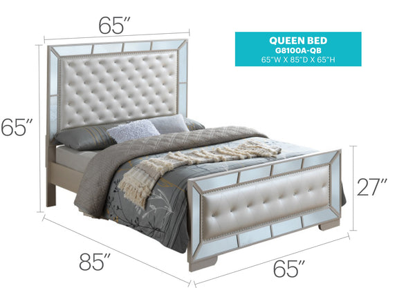 English Elm Elegant Pearl Queen bed with minimalist silhouette, durable particle board frame, easy assembly, modern charm Off White 84 L x 4 W x 10 H B078S00550