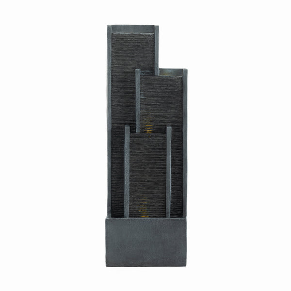 English Elm 40 Inch Outdoor Cascading Resin Fountain with Warm Led Lights for Patio Garden W853P412656