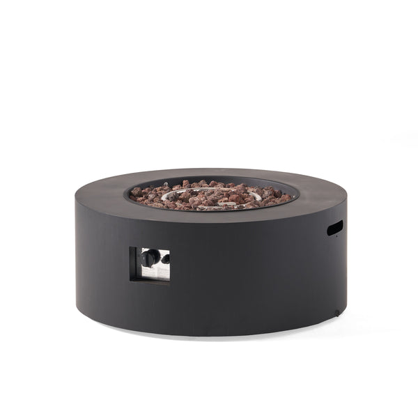 English Elm 32" Round Propane Fire Pit 40000 Btu Powder Coated Iron Outdoor Patio Centerpiece 67759.00DGRY-40K