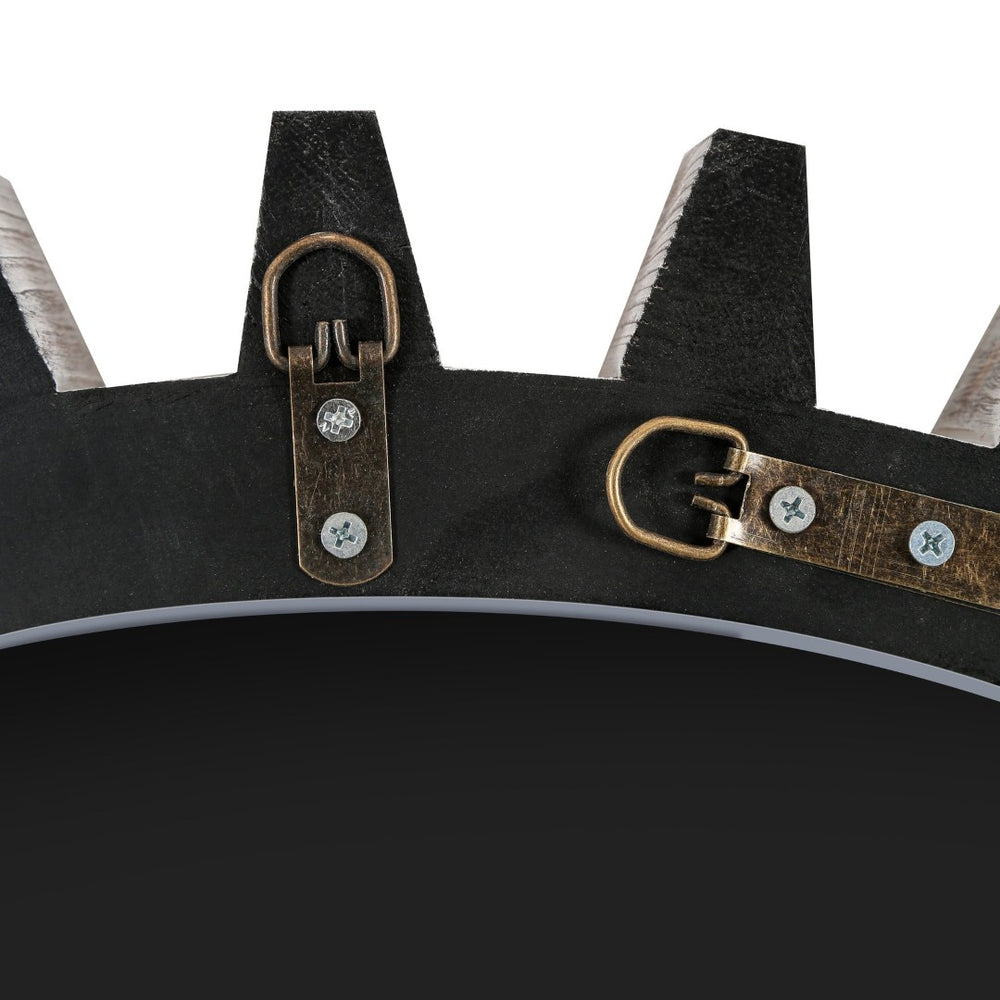 English Elm Vintage Gear-Shaped Wall Mirror 26'' X 26'' - Antique White-Washed Wood For Chic Home Décor & Style W1445P171992-GIGA