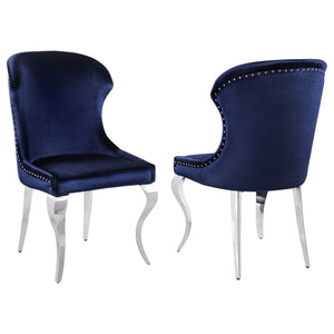 English Elm Daphne Velvet Wingback Dining Chairs with Nailhead Trim and Cabriole Legs Set of 2 Inky Blue B062S01464