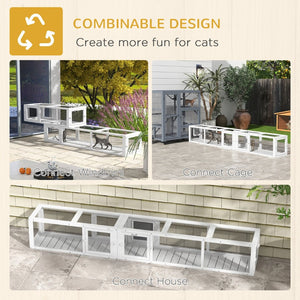 English Elm Pawhut Wooden Cat Tunnel 98" - Modular Design With 8 Doors For Indoor & Outdoor Play, Safe & Stylish W2225P200584-GIGA