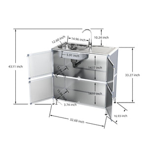 English Elm Utility Sink Station with Stainless Basin Rotating Faucet and Waterproof Storage Cabinet W3895P460814