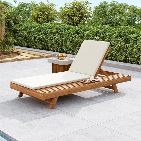 English Elm Christopher Knight Home® - Lounge Chaise Set - Stylish Acacia Wood, Water-Resistant Cushions, Adjustable Comfort For Outdoors! N770P253442T_N770P253018C