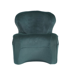 English Elm Ergonomic Floor Chair Velvet Upholstered Lumbar Support Seat for Reading Nook or Lounge Dark Green W1097P462005