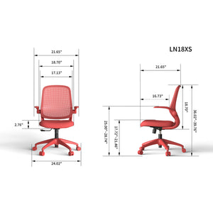 English Elm Ergonomic Mesh Back Task Chair with Flip Armrests High Density Foam Seat 500lb Capacity Red W5280P464459