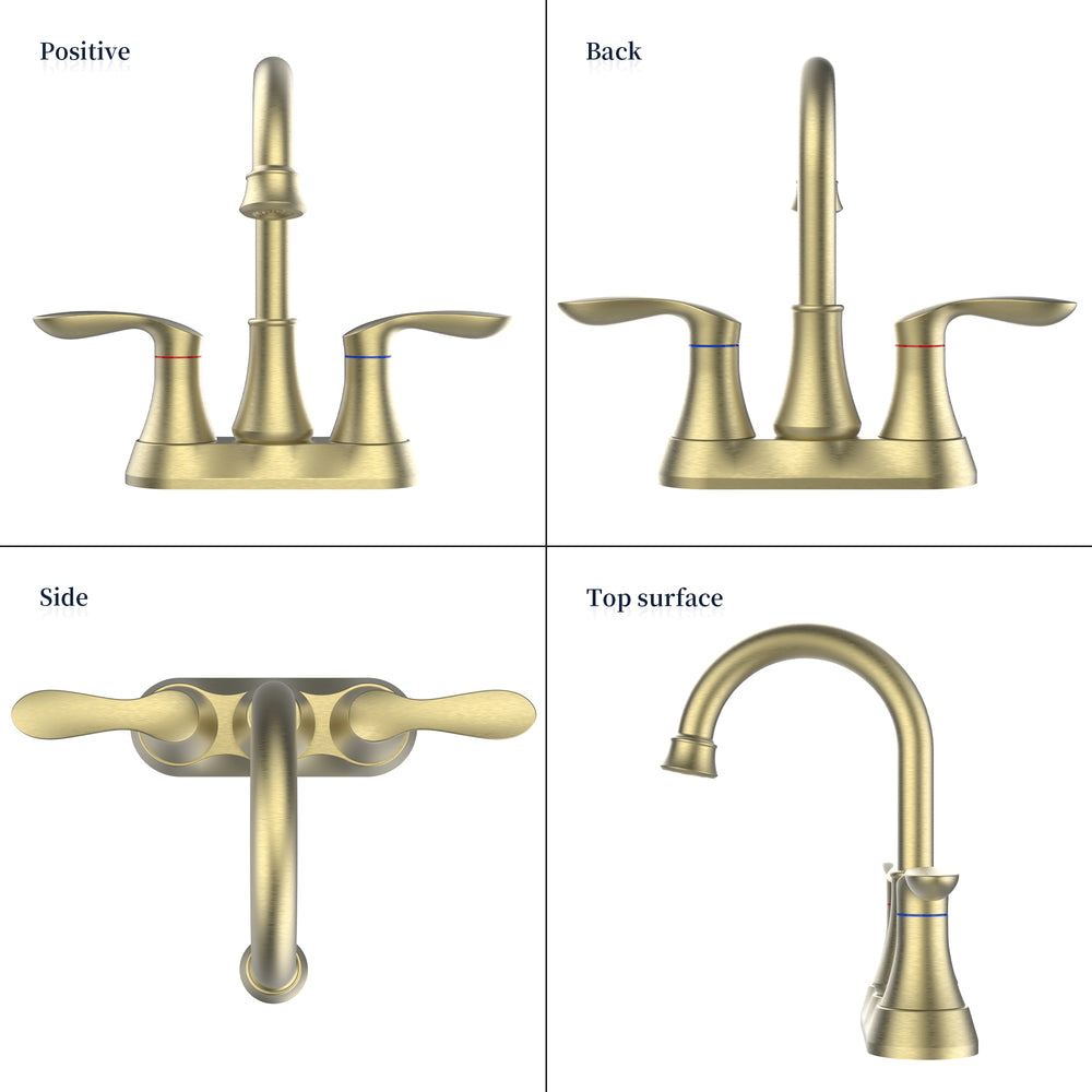 English Elm Bathroom Faucet Brushed Gold - 2-Handle 360° High Arc Swivel Spout With Pop-Up Drain & Hoses T3177P277464