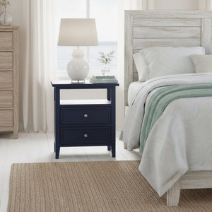 English Elm Weston Midnight Blue 2-Drawer Nightstand with Open Shelf, Solid Wood & MDF, Nickel Knobs, Durable Finish B050P376945