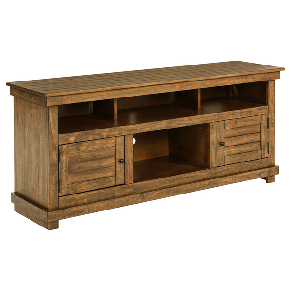 English Elm Castleton Farmhouse Pine Media Console with Six Compartments for Living Room Entertainment Distressed Brown B062P448015