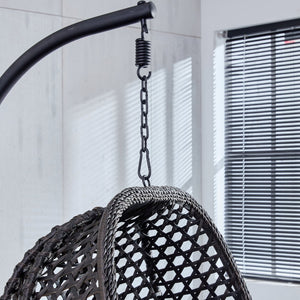English Elm Egg Swing Chair Freestanding Woven Rattan Basket Seat with Cushion for Patio Bedroom W1512P494633