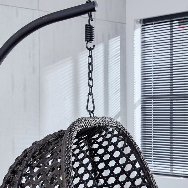 English Elm Egg Swing Chair Freestanding Woven Rattan Basket Seat with Cushion for Patio Bedroom W1512P494633