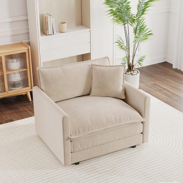 English Elm Comfy Deep Seat Chenille Armchair with Solid Wood Frame for Reading Lounging W714S00887
