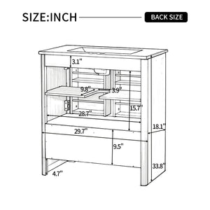 English Elm [video] 30 Inch Freestanding Bathroom Vanity Pine Legs Ceramic Sink Soft Close Storage Natural N759P412928N