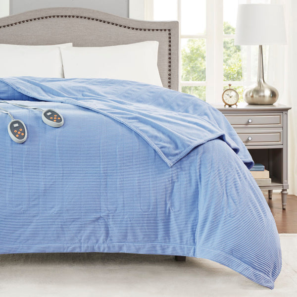 JLA Home Beautyrest - Heated ultra-soft microfleece blanket with Safe Comfort tech, 20 heat settings, auto shut-off, OEKO-TEX certified 90 L x 100 W x 0.25H BR54-0186