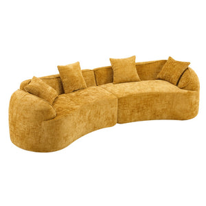 English Elm Yellow Curved Compressed Sofa - Nordic Design, Soft Upholstery, Versatile Comfort For Any Space W3612S00011-GIGA