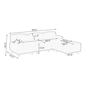 English Elm A 90.60-inch Leathaire Fabric White Sofa – Waterproof, Stain & Cat Scratch Resistant, Space-Saving Four-Seater W1658S00157