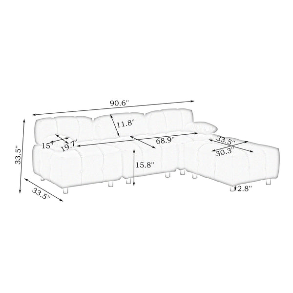 English Elm A 90.60-inch Leathaire Fabric White Sofa – Waterproof, Stain & Cat Scratch Resistant, Space-Saving Four-Seater W1658S00157