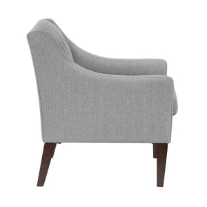 English Elm Contemporary Button-Tufted Accent Chair with Plush Fabric, Curved Arms and Solid Wood Legs for Living Gray 26.5 L x 28.5 W x 22.5 H B011P281837