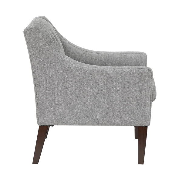 English Elm Contemporary Button-Tufted Accent Chair with Plush Fabric, Curved Arms and Solid Wood Legs for Living Gray 26.5 L x 28.5 W x 22.5 H B011P281837