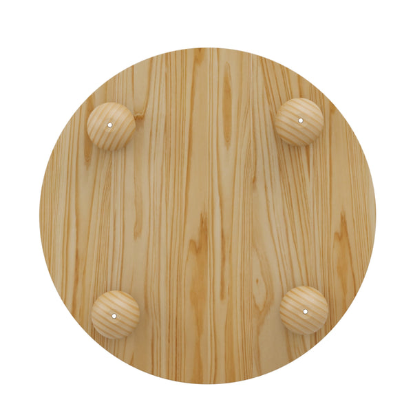 English Elm Round Fluted Pine Wood Coffee Table with Hidden Sliding Door Storage for Living Room Natural N735P369879N