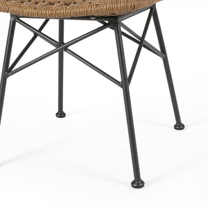 English Elm Sawtelle Outdoor Dining Chair Set Rattan Wrapped Metal Frame Patio Seating 65487.00LBRN