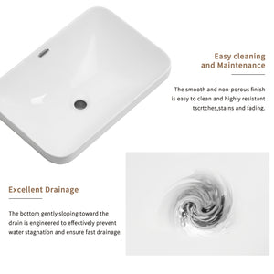 English Elm Ceramic Undermount Vanity Sink Glazed Porcelain Basin with Clean Flush Countertop Fit W3402P406915