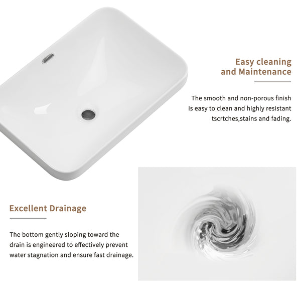 English Elm Ceramic Undermount Vanity Sink Glazed Porcelain Basin with Clean Flush Countertop Fit W3402P406915