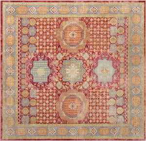 Unique Loom Austin Washington Machine Made Border Rug Beige, Cream/Ivory/Light Blue/Puce/Red/Yellow/Peach/Orange 8' 0" x 8' 0"