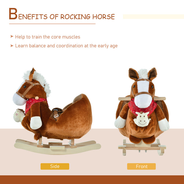 English Elm Qaba Giraffe Plush Toddler Rocking Ride on Toy with Sound and Safety Belt W2225P200532