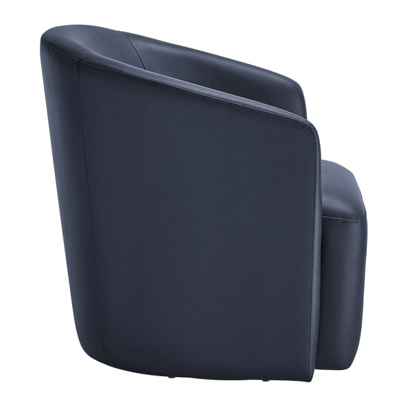 English Elm Ardena Midnight Blue Faux Leather Swivel Barrel Chair — Modern 360° Swivel, Pocket Coil Seat, Compact Chic (29.5x30x31.75) B050P322594