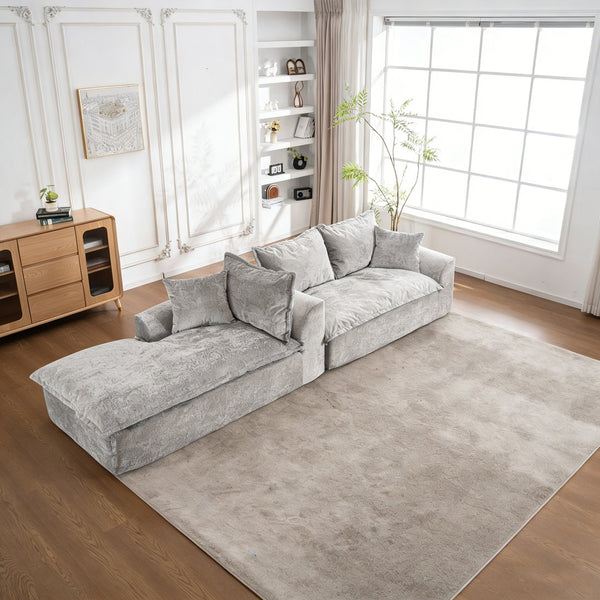 English Elm 103" Chenille Cloud Sectional Modular L-shape Sofa No Assembly Plush Living Room W1170S00044