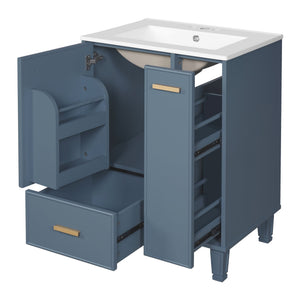 English Elm Christopher Knight Home® - 24" Bathroom Vanity with Ceramic Sink, Solid Wood Frame, Soft-Close Drawers & Ample Storage Appeal Grey N759P269734E