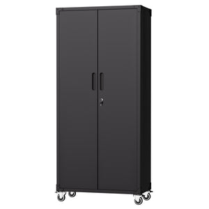 English Elm 71" Rolling Steel Garage Cabinet Lockable Doors Adjustable Shelves Heavy Duty T2398P413023