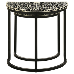 English Elm Allura Bone Inlay Demilune Nesting Tables Handcrafted Iron Base Bohemian Accent Set B062P451991