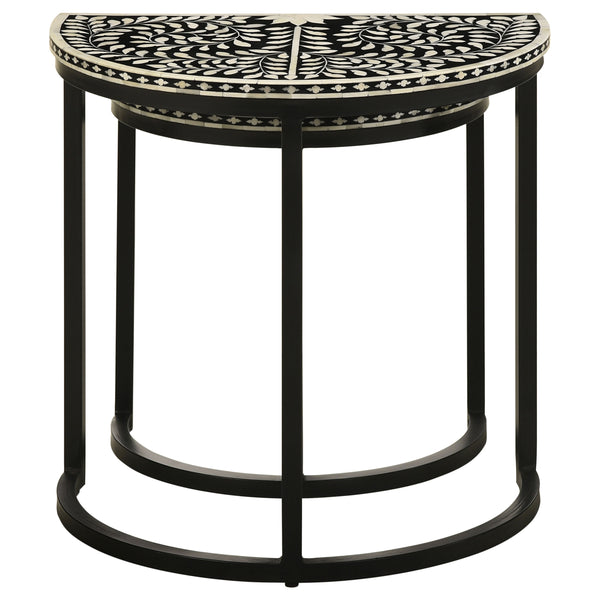 English Elm Allura Bone Inlay Demilune Nesting Tables Handcrafted Iron Base Bohemian Accent Set B062P451991