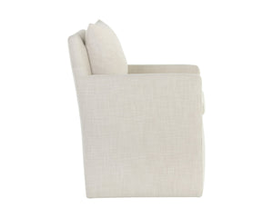 Sunpan GLENROSE Wheeled Dining Armchair in Effie Linen - Elegant Comfort with Mobility & Timeless Style 106570V