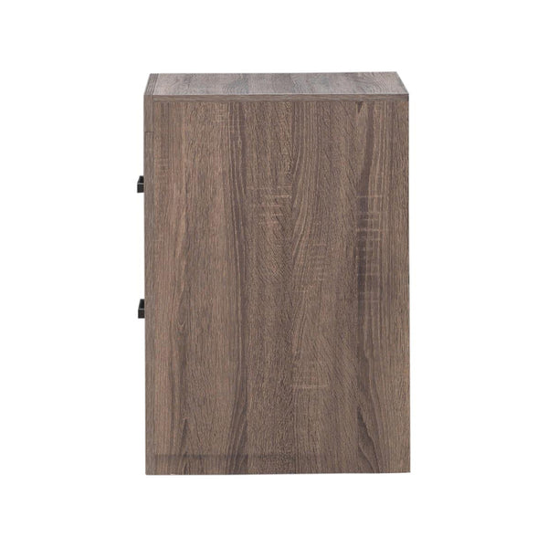 English Elm 2 Chic Two-Drawer Nightstand with Sparkling Acrylic Panels and Faceted Crystal Hardware for Glam Bedrooms Brown Oak B016P255592