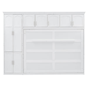 English Elm Queen Murphy Wall Bed with Integrated Wardrobe and Drawers for Studio Spaces LP000876AAK