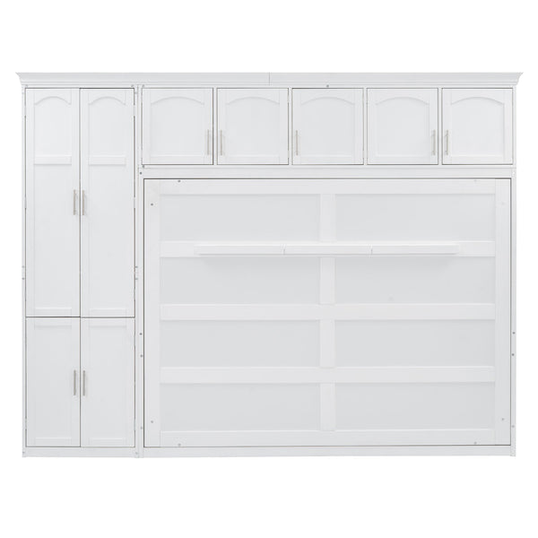 English Elm Queen Murphy Wall Bed with Integrated Wardrobe and Drawers for Studio Spaces LP000876AAK