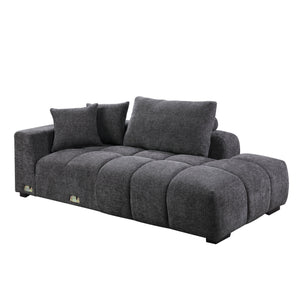 English Elm Chosen Gray Chenille Sectional Sofa Modular 2-Chaise with Ottoman, Toss Pillows, Pocket Coil Seats, 149"W x32"H B2726S00427