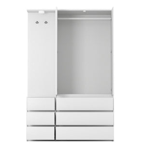 English Elm 8 Drawer Tall Chest Slim Particleboard Build Smooth Gliding Storage for Bedroom Closet White W409S00008