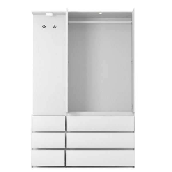 English Elm 8 Drawer Tall Chest Slim Particleboard Build Smooth Gliding Storage for Bedroom Closet White W409S00008