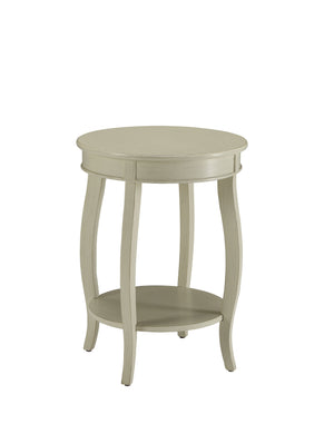 English Elm Aberta Antique White Accent Table with Open Bottom Shelf, Wooden Round Top, Cabriole Legs, KD B2726P281455
