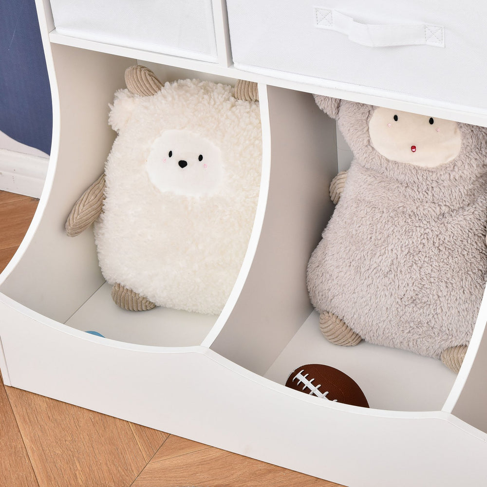 English Elm HOMCOM Kids Storage Bookcase Organizer with 8 Compartments & 3 Drawers, Stable MDF Shelf for Toys W2225P200500