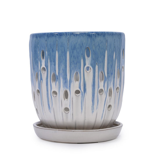 English Elm Set Of 2 Stylish Ceramic Flowerpots With Drainage Holes - Modern Indoor/Outdoor Planters For Home Decor W3273P322554-GIGA