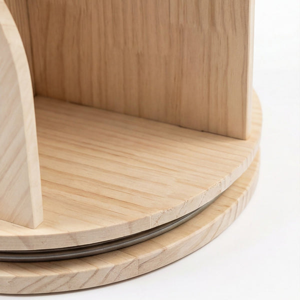 English Elm 3 Tier Spinning Round Bookcase Natural Wood Floor Shelf for Bedroom or Study W2989P460321